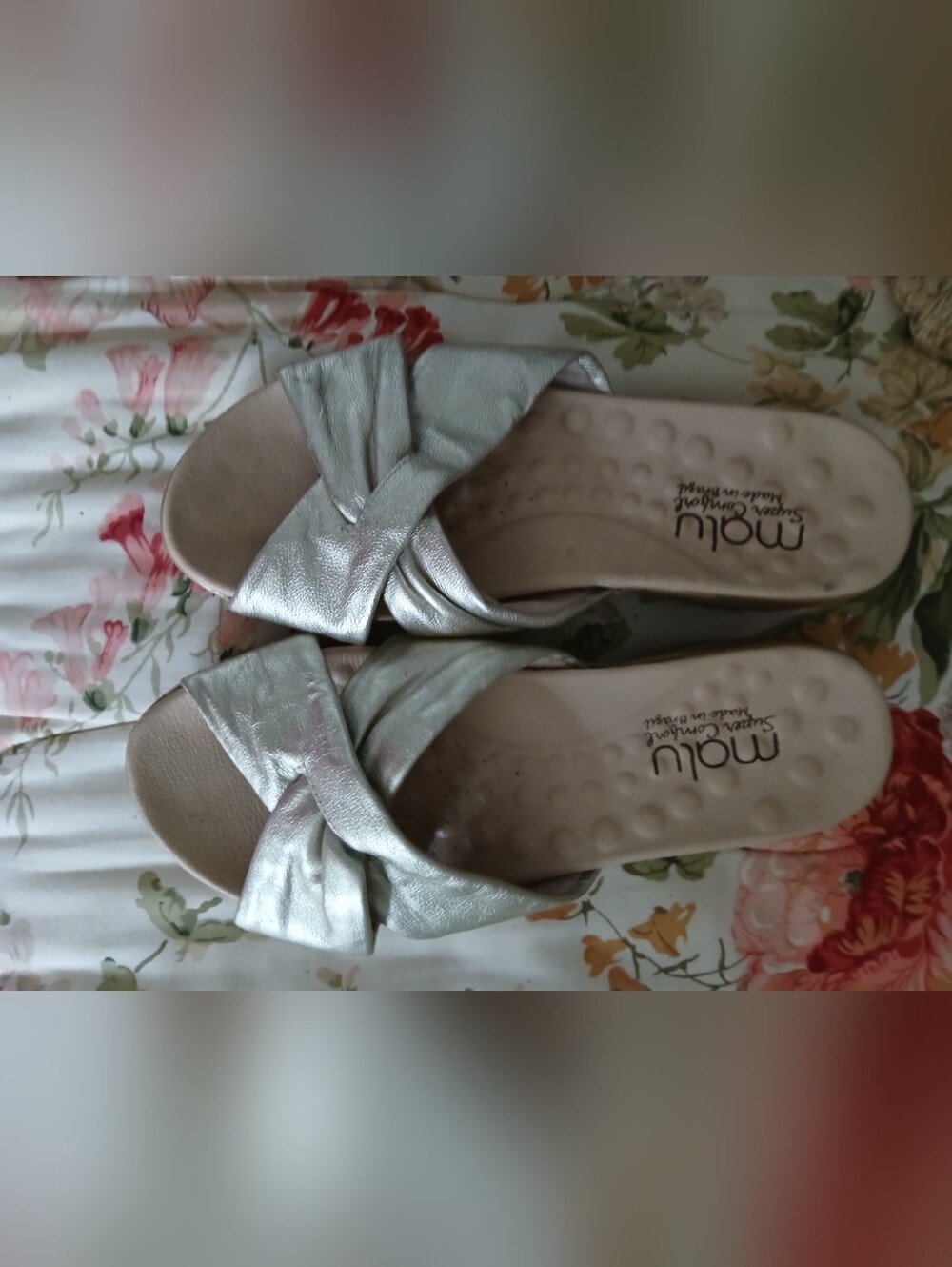 Mou Silver Knot Slide Sandals - Metallic Women's Mules